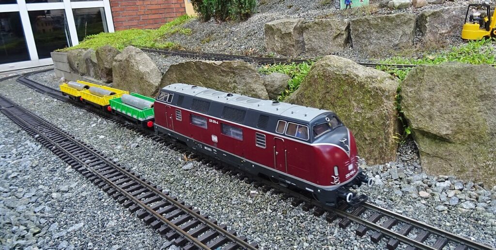LGB train in a garden