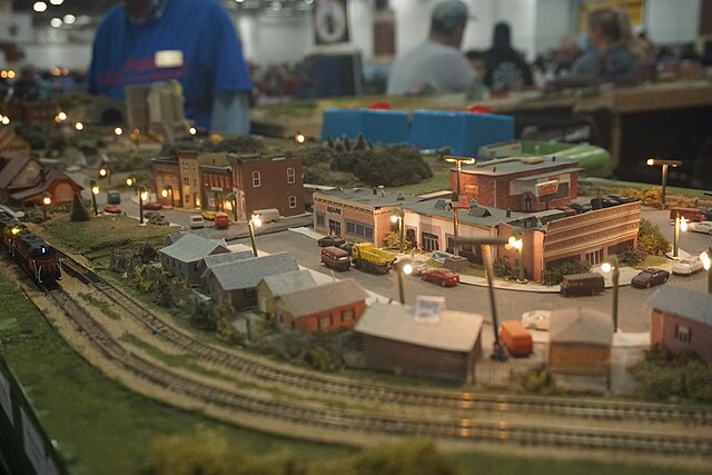 a layout using leds to depict a nighttime scene