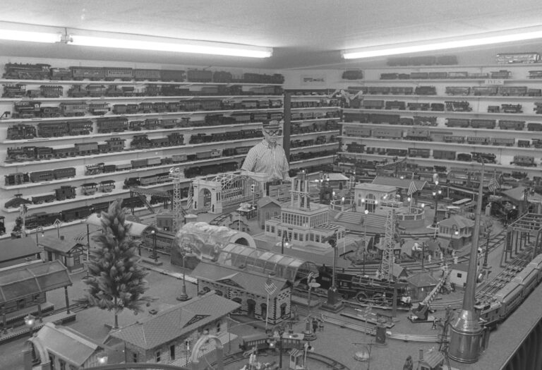 Ward Kimball with his model train layout, 1977 — one of the most iconic American collectors