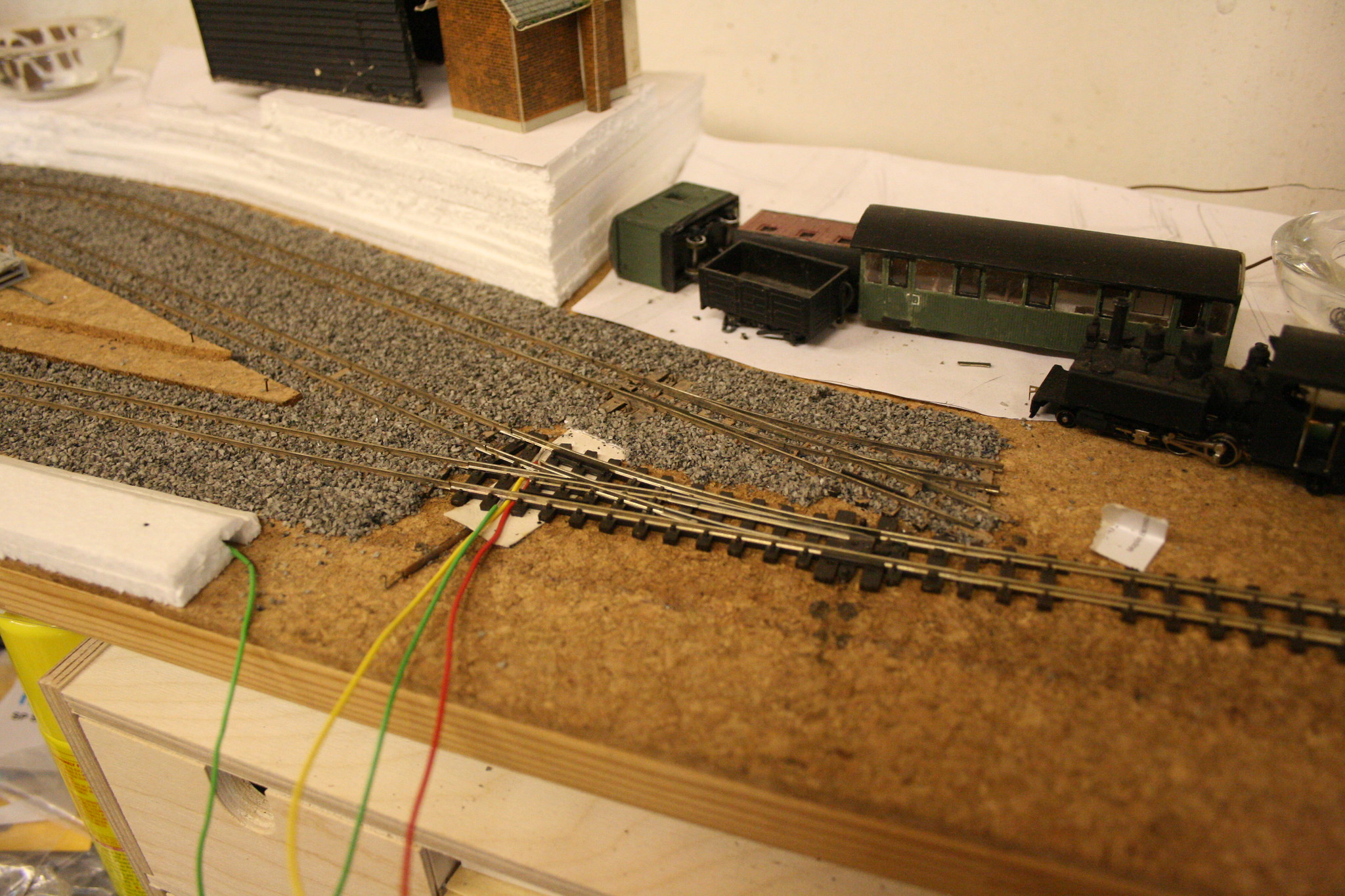 wiring track near a turnout